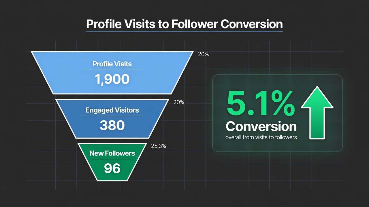 Funnel diagram showing profile visits converting to followers on Threads.