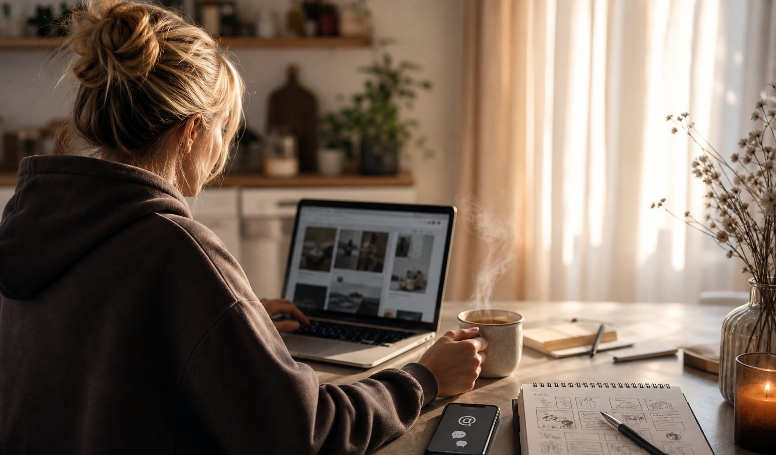 Morning content routine for Threads digital product creator