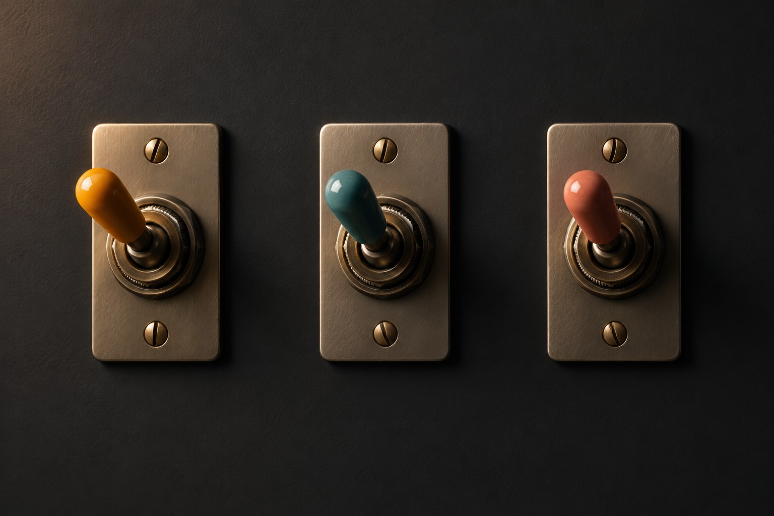 Three separate toggle switches representing the like, count, and privacy settings on Threads