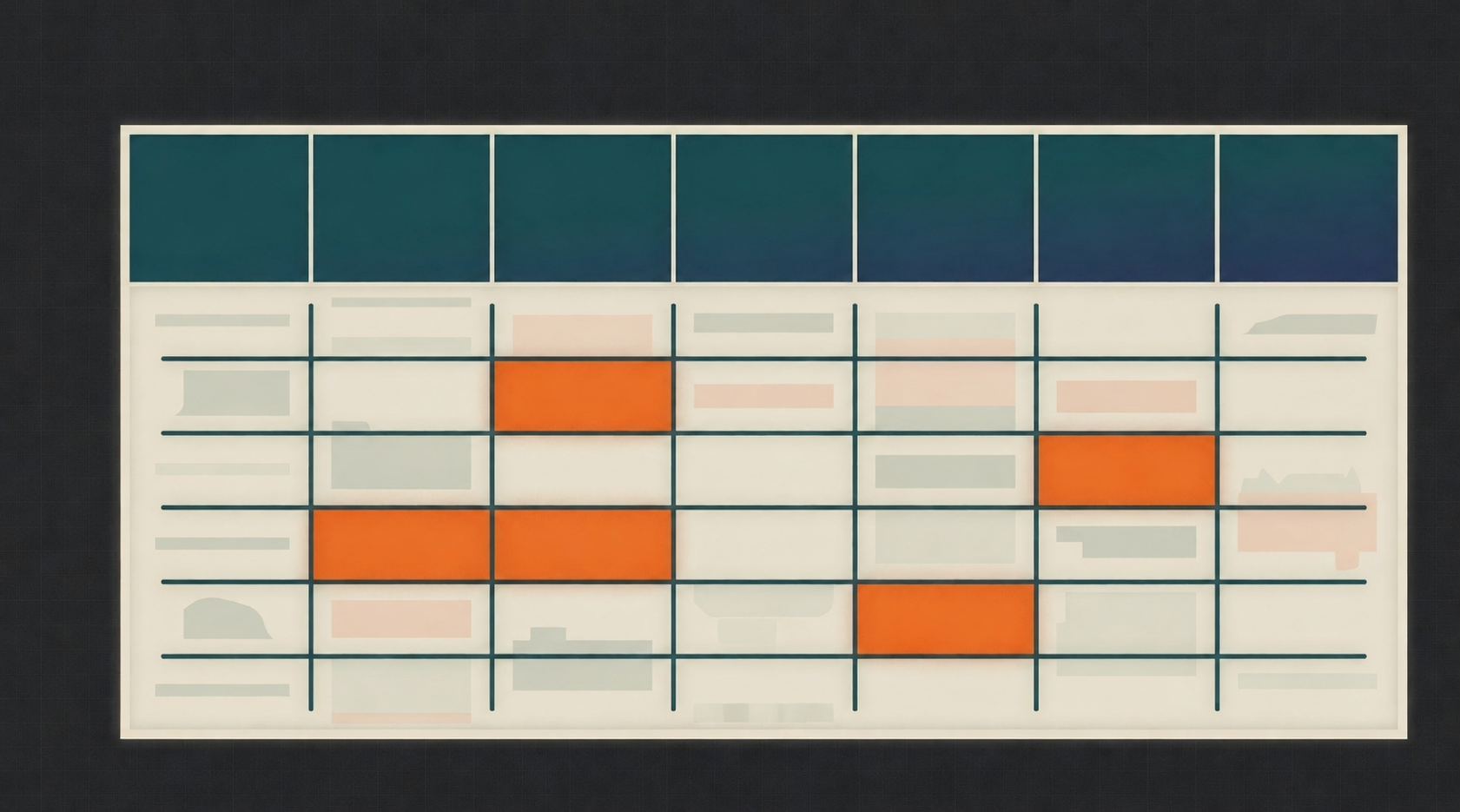 A content performance spreadsheet showing topic, format, opening style, and response type columns with highlighted patterns