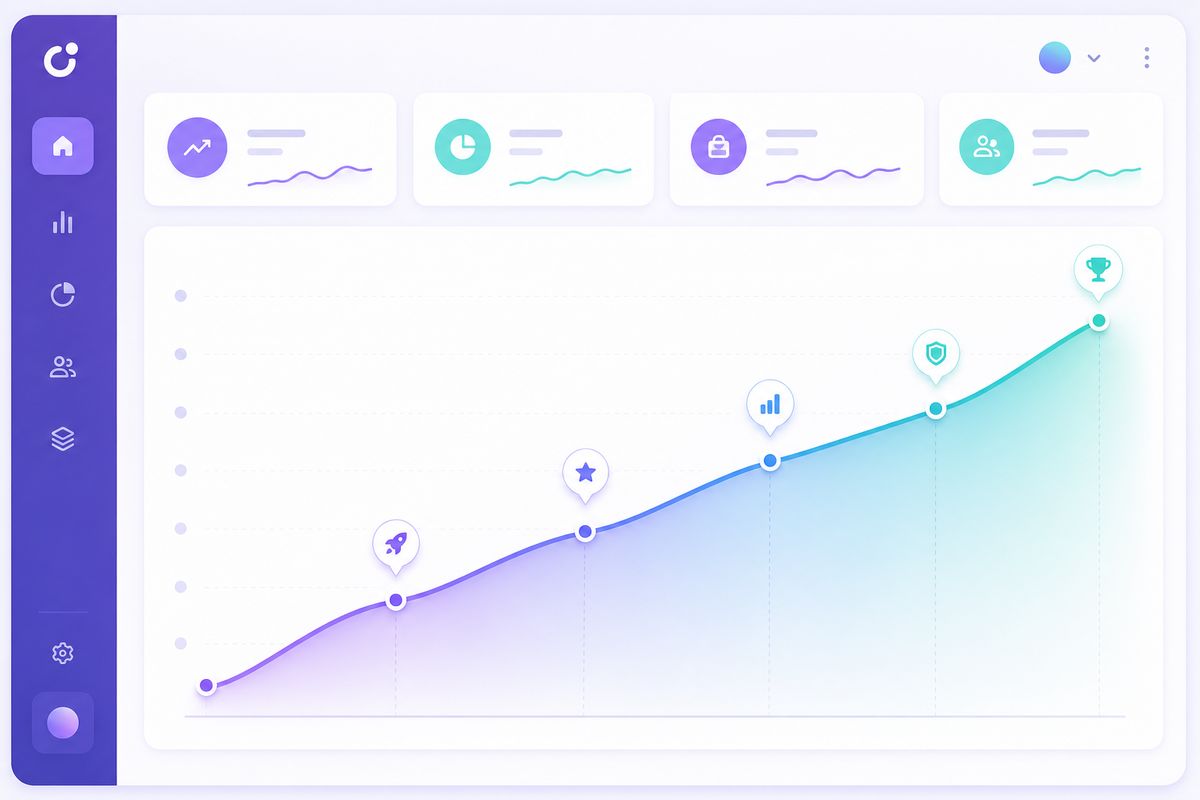 Revenue growth chart showing monthly income growth from selling Notion templates over six months
