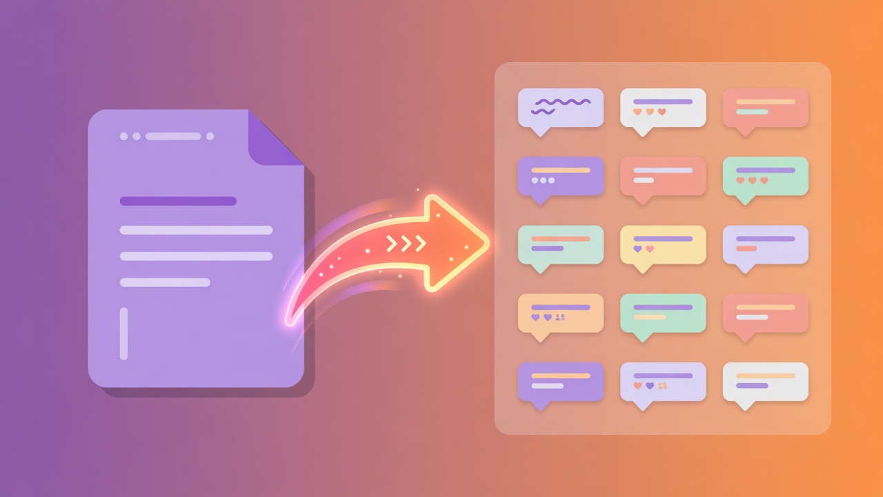 Blog post being transformed into multiple Threads posts on a screen