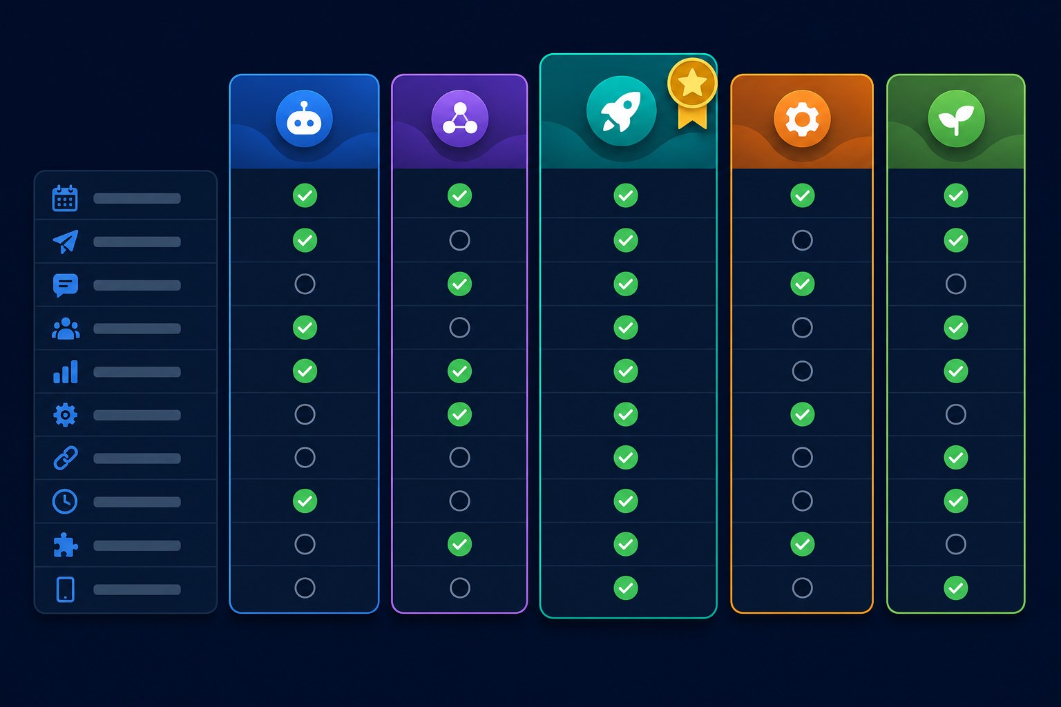 Comparison table of top Threads automation tools and their features