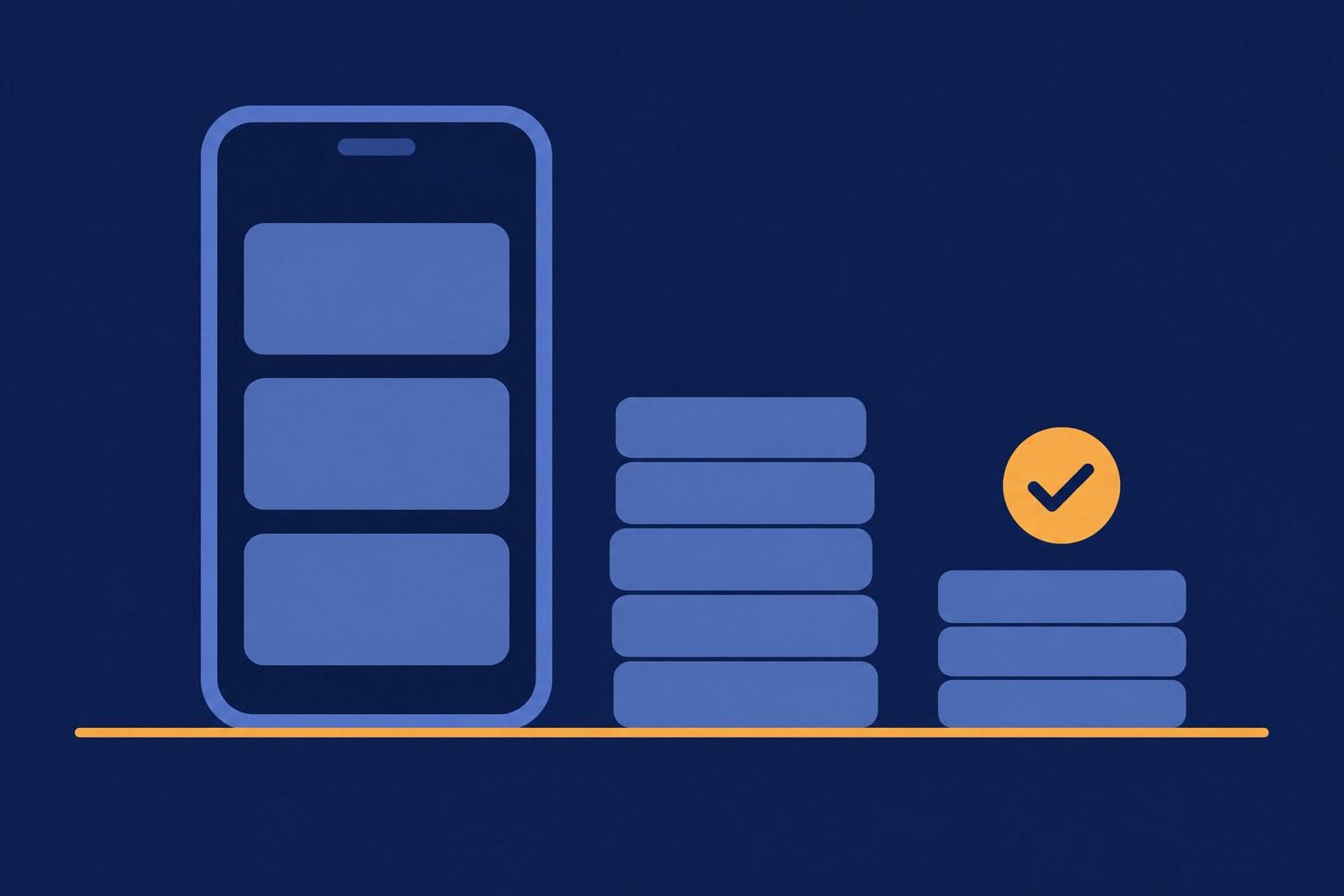 A tidy desk with a short stack of sorted note cards beside a phone open to a short saved posts list