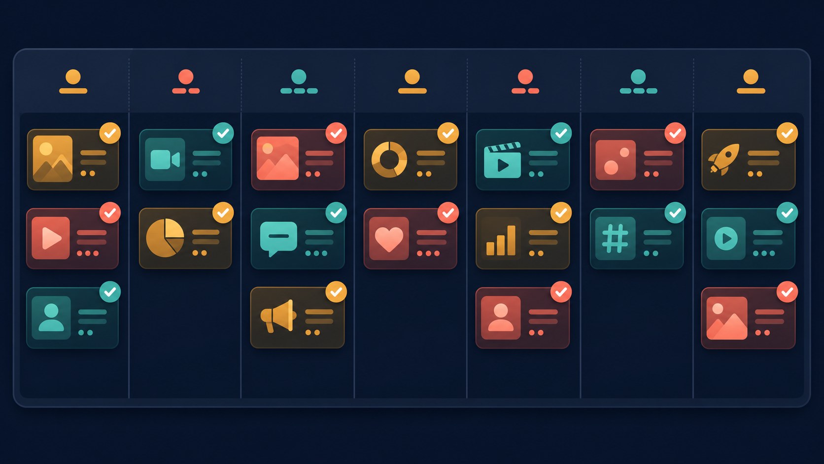 calendar showing a week of scheduled Threads posts with checkmarks