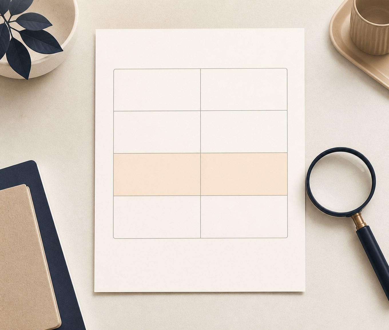 Blank example table of four placements next to one page, no real visit counts