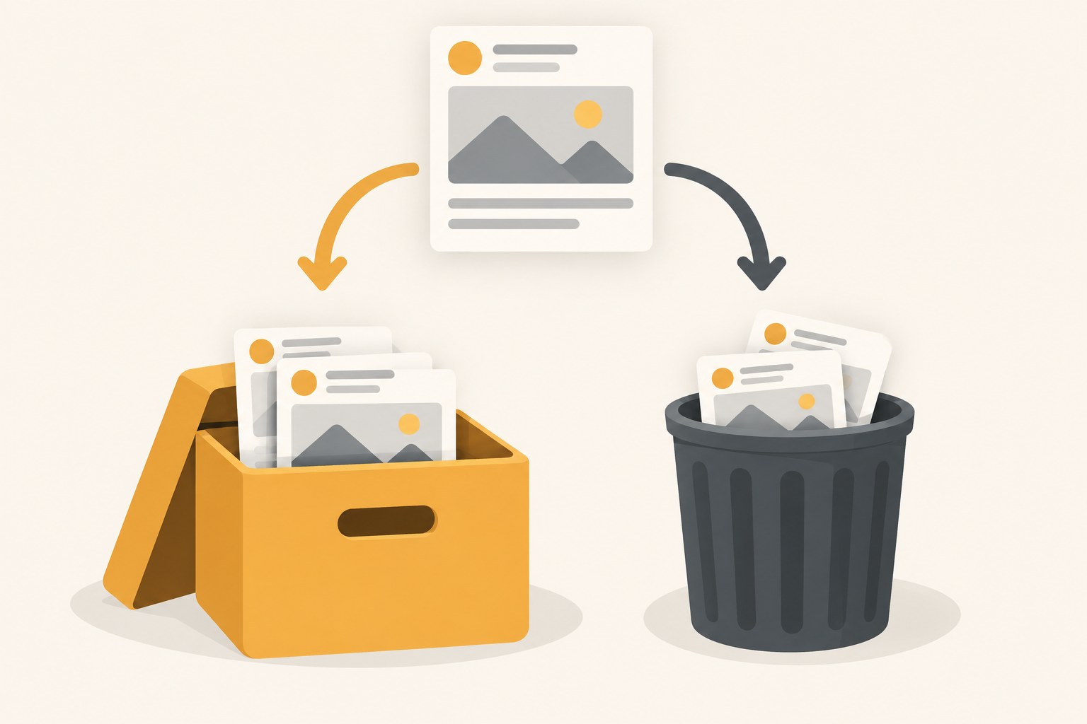 Decision diagram for choosing between archive and delete on a Threads post