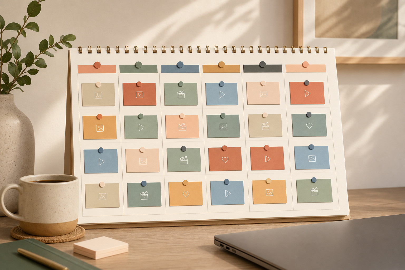 A content calendar filled with scheduled posts after a completed batch session