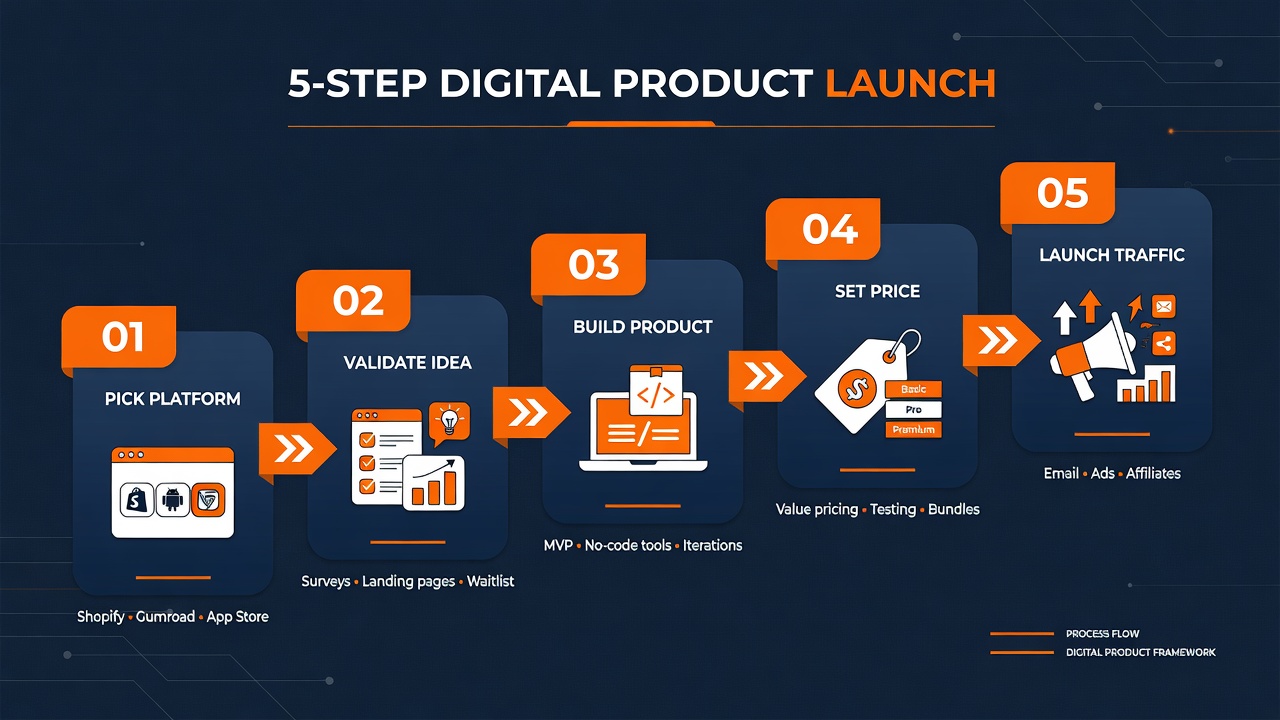 Five step launch framework for faceless digital products
