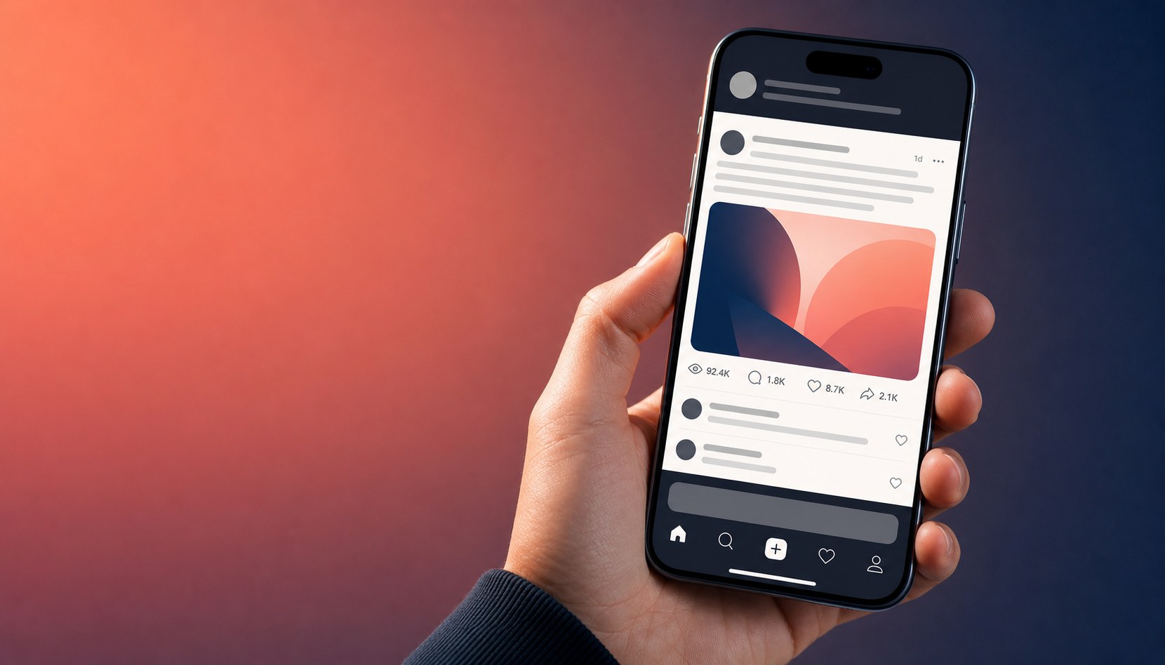 A smartphone showing a Threads post with high view count and replies in 2026