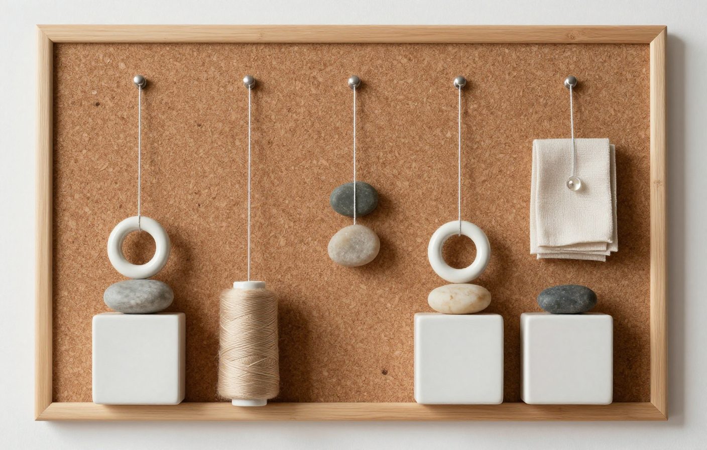 Corkboard with string diagram connecting phase labels to a central 'Warm Audience' pin