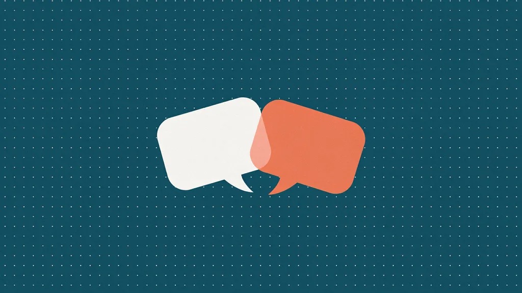 Two overlapping speech bubbles forming a loop on a deep teal background, representing reply conversations on Threads