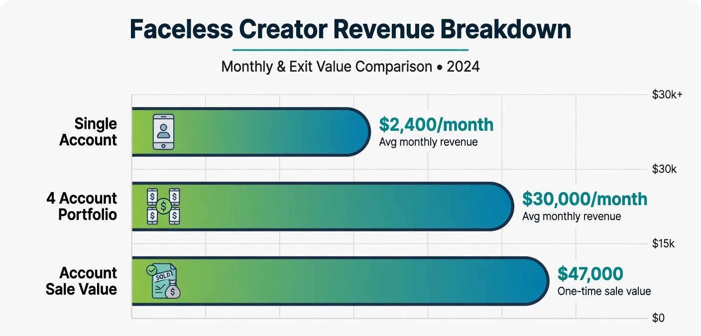 Revenue breakdown chart showing faceless creator earnings from digital products on Threads in 2026