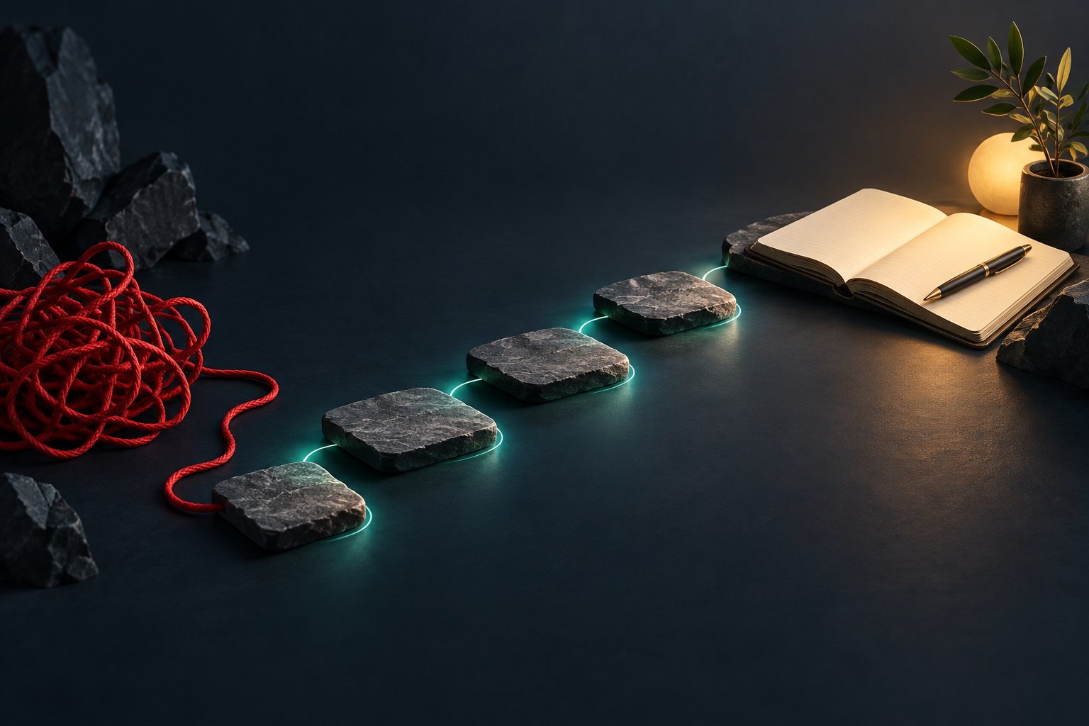 Step path showing a creator leaving a reciprocal like-trading loop and moving to a daily genuine commenting block