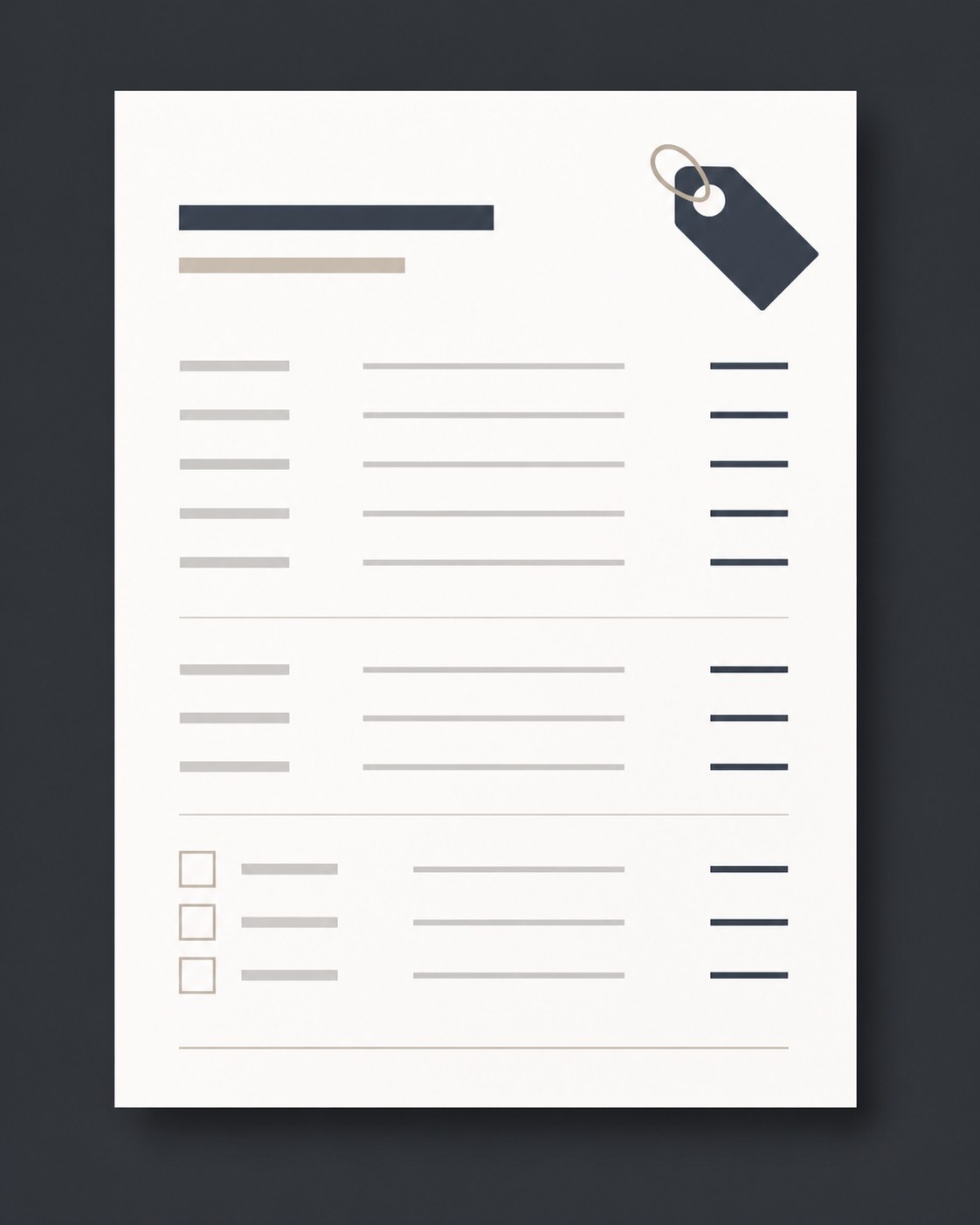 A simple rate card sheet showing a base video price with separate usage rights line items