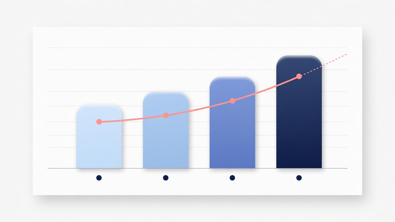 Bar chart showing four weeks of Threads engagement growth using a free scheduler with an upward trend line from light to dark blue bars