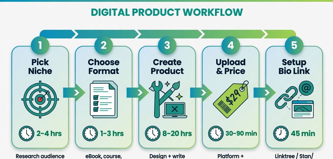 Step-by-step workflow for creating your first digital product in under two hours