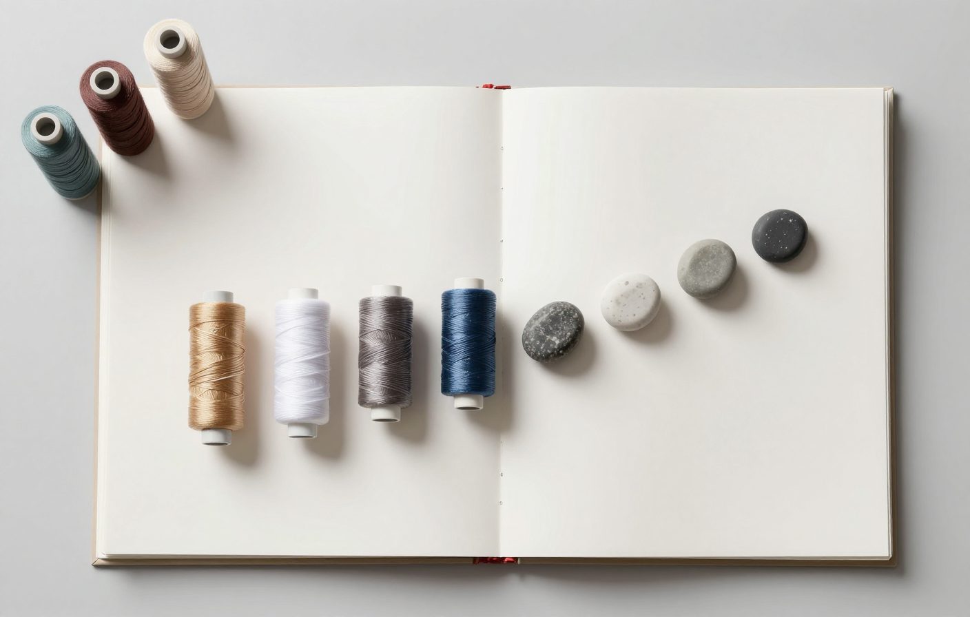 Geometric wooden blocks in a sequence on a desk, representing a repeatable content system.