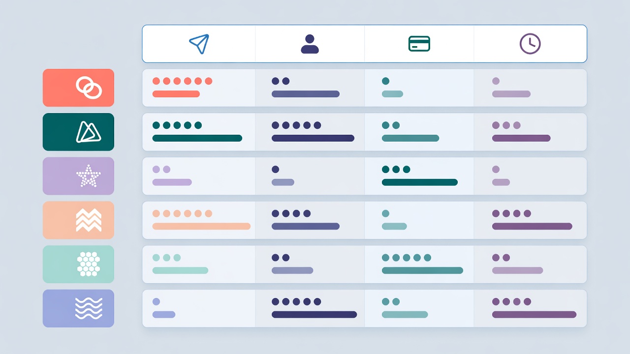 Side by side data table comparing free tier limits for six Threads scheduling tools including post limits account caps and credit card requirements