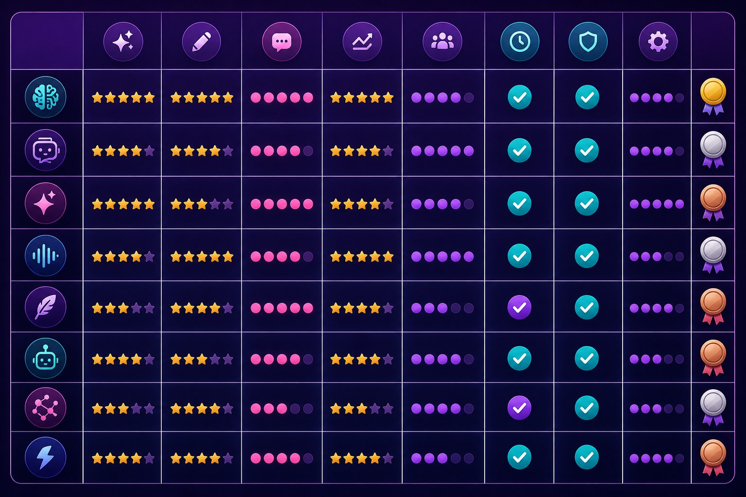 Comparison table of ChatGPT vs Claude vs Jasper for writing Threads posts