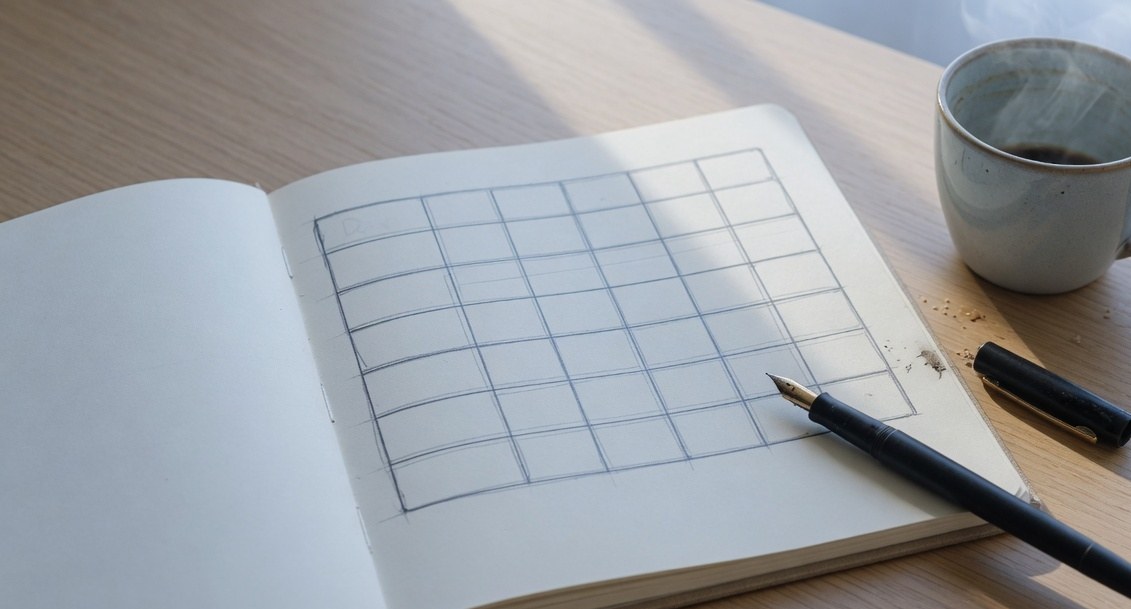 Simple weekly scoreboard notepad with columns for clicks, bio visits, and commissions