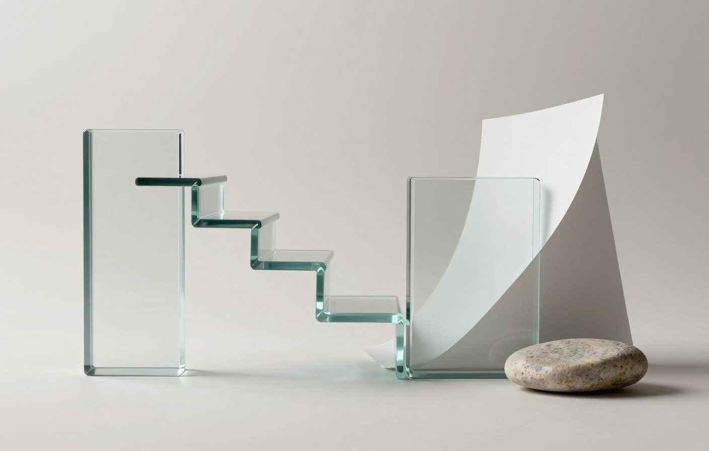A sequence of glass blocks representing a structured and repeatable content workflow.