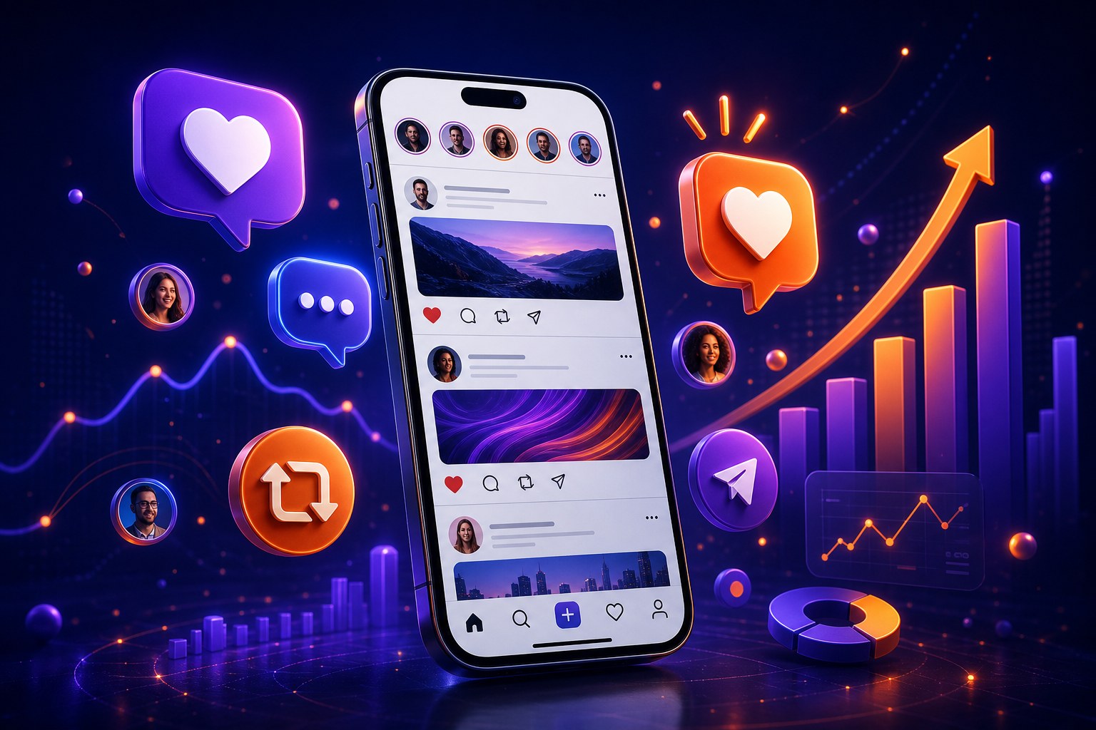 Threads engagement tactics dashboard showing growth in likes replies and saves
